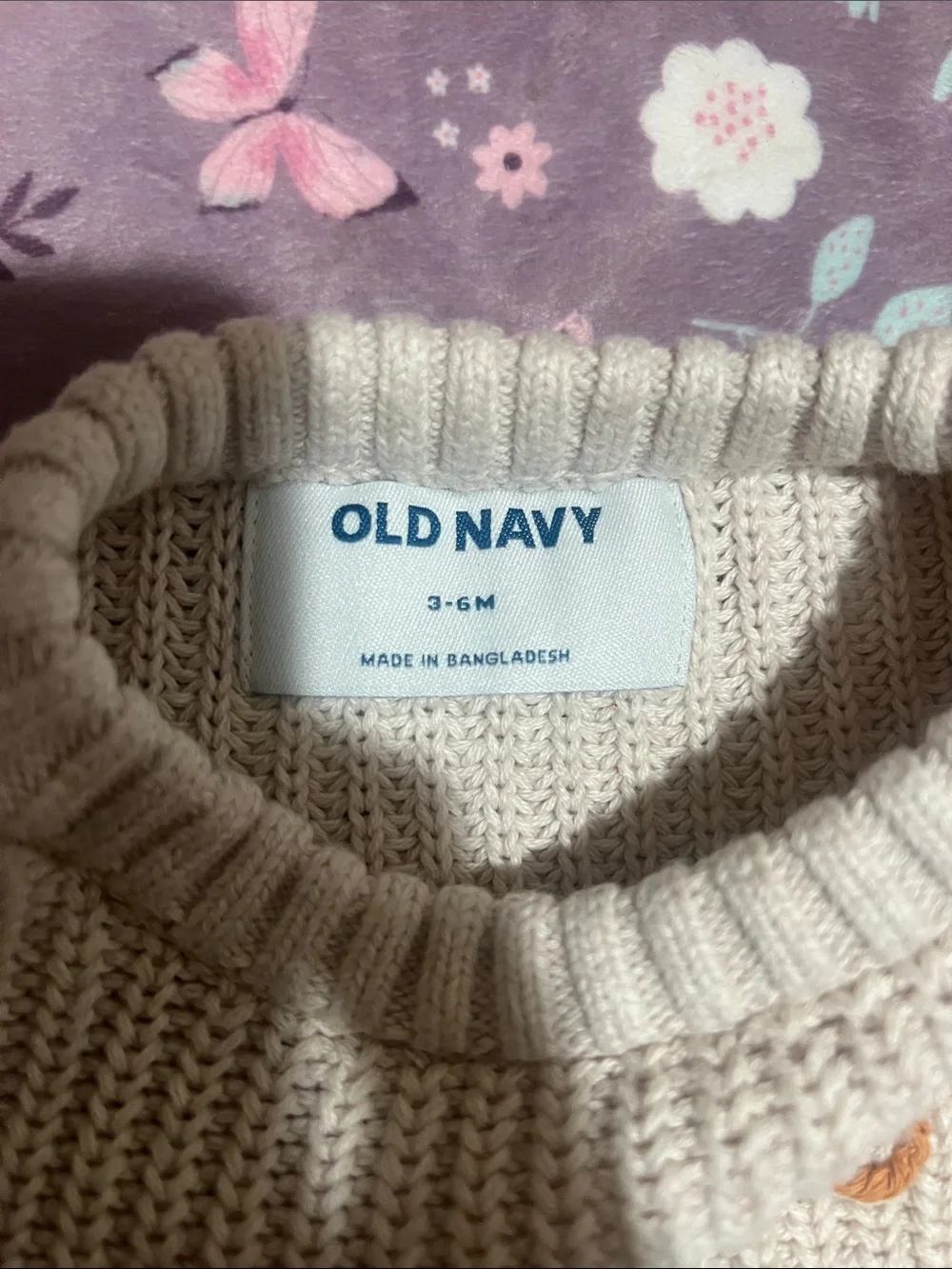 Kids Cream Knit Sweater with Embroidered 'Boo' Detail